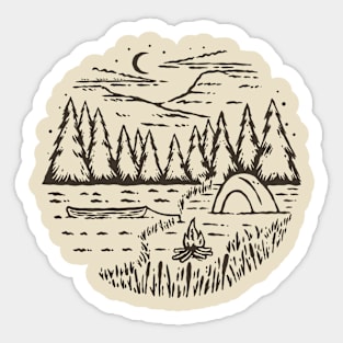 Lake Camping T-Shirt Sticker